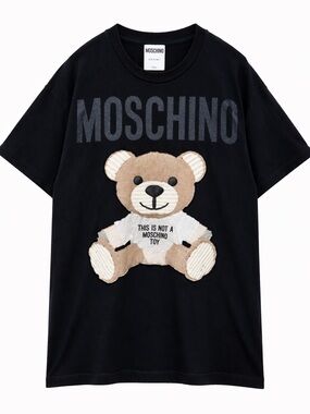 Moschino Teddy Bear Graphic Oversized Tee Black Size 2 Longline Designer